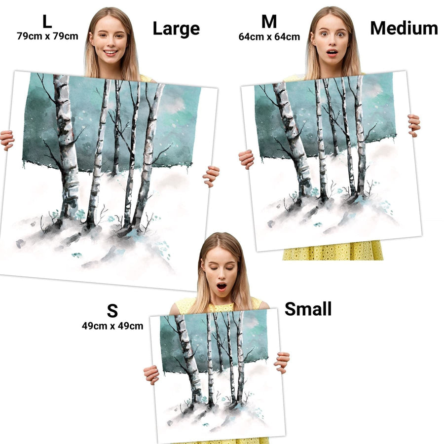 Birch Trees Canvas Art Pictures Duck Egg
