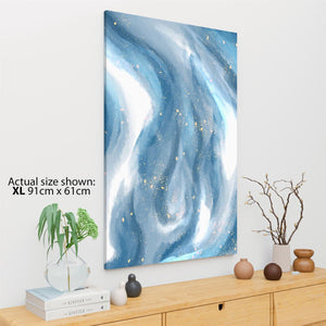 Abstract Light Blue White Watercolour Brushstrokes Canvas Wall Art Print