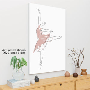 Pink White Figurative Ballet Dancer Canvas Wall Art Print