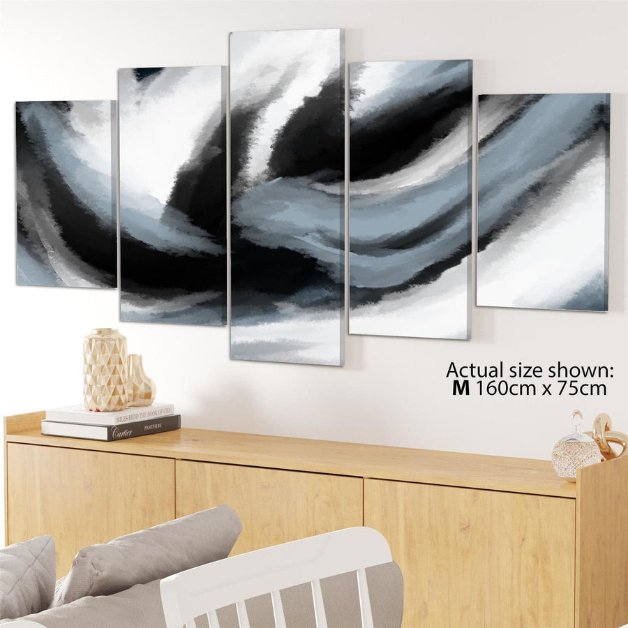 Abstract Light Blue Grey Oil Paint Effect Canvas Art Pictures