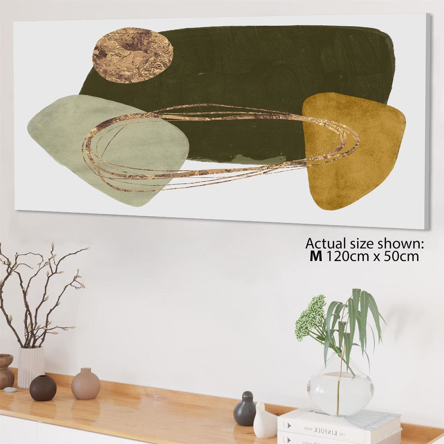 Abstract Sage Green Gold Painting Canvas Wall Art Picture