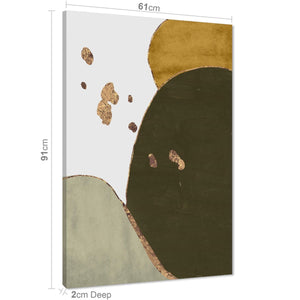 Abstract Olive Green Orange Gold Graphic Canvas Art Pictures