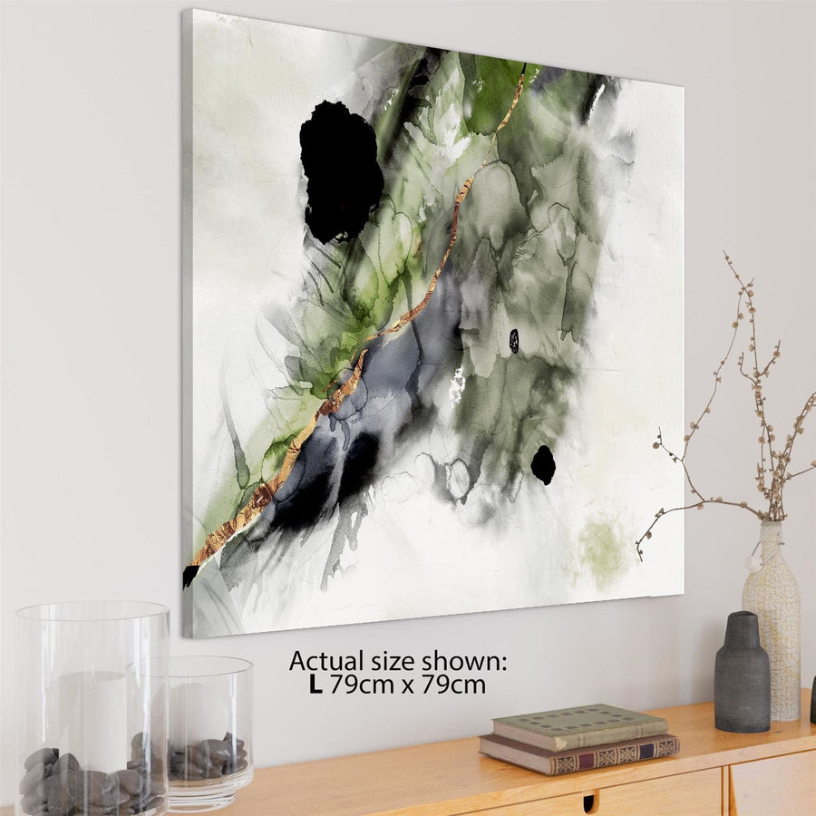 Abstract Lime Green Grey Painting Canvas Wall Art Print