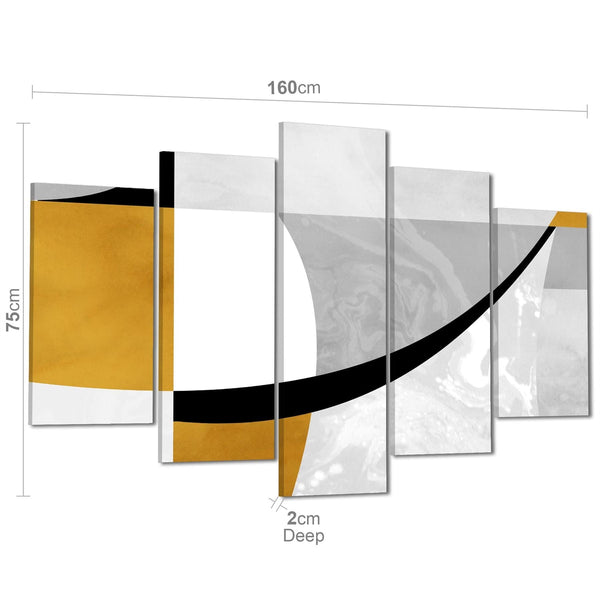 Abstract Mustard Yellow Grey Painting Canvas Art Pictures