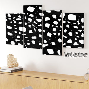 Abstract Black and White Honeycomb Painting Canvas Wall Art Print