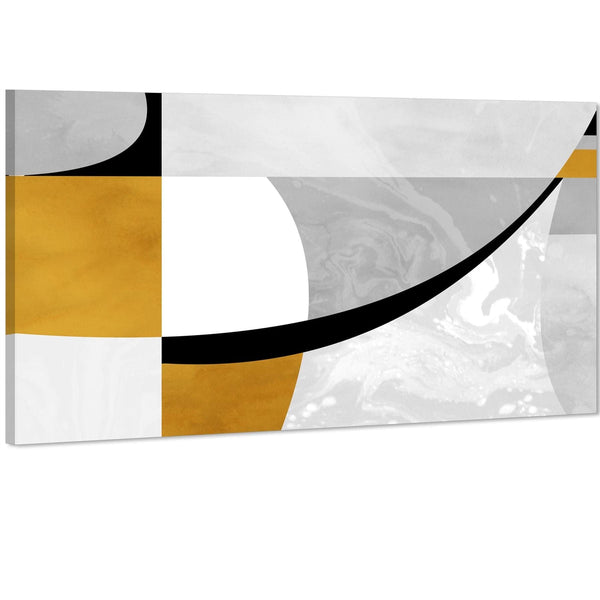 Abstract Mustard Yellow Grey Painting Canvas Art Pictures