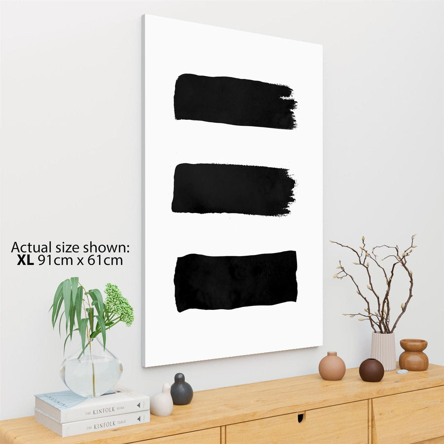 Abstract Black and White Stripes Brushstrokes Canvas Art Prints