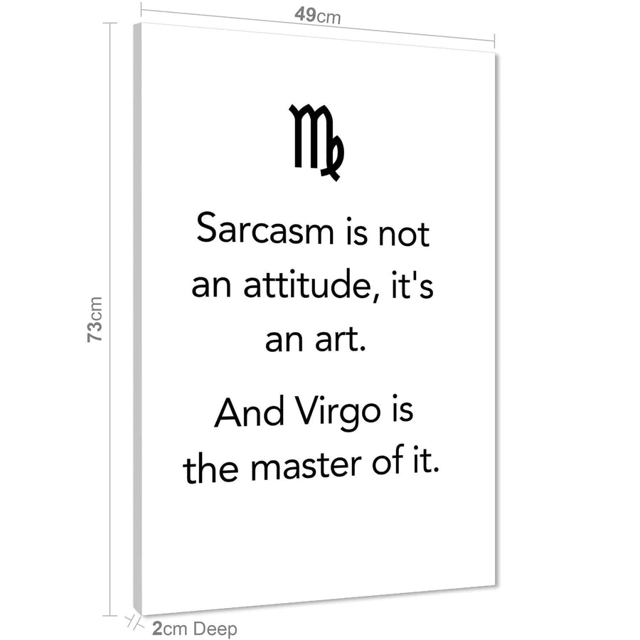 Zodiac Quote Virgo Canvas Wall Art Print Black and White