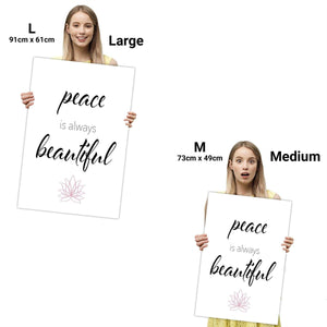 Peace is Always Beautiful Quote Canvas Art Prints Black and White Pink