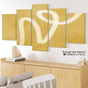 Abstract Mustard Yellow Watercolour Canvas Art Pictures