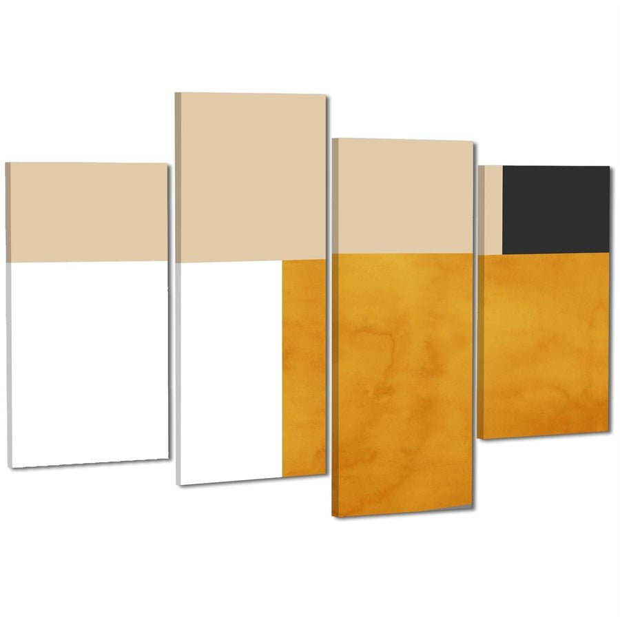 Abstract Mustard Yellow White Design Canvas Art Prints