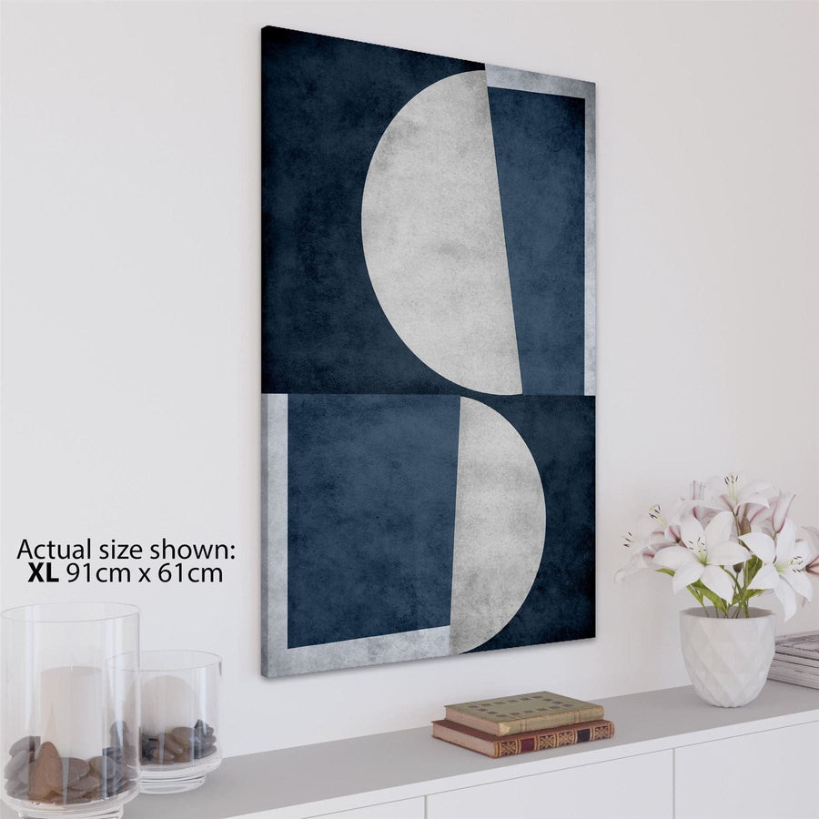 Abstract Navy Grey Watercolour Canvas Wall Art Print