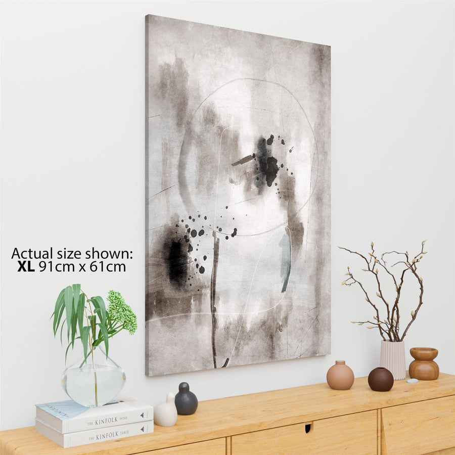 Abstract Beige Black and White Graphic Framed Wall Art Print