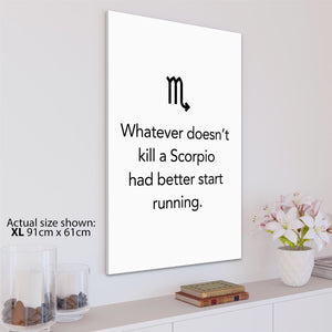 Zodiac Quote Scorpio Framed Wall Art Print  Black and White
