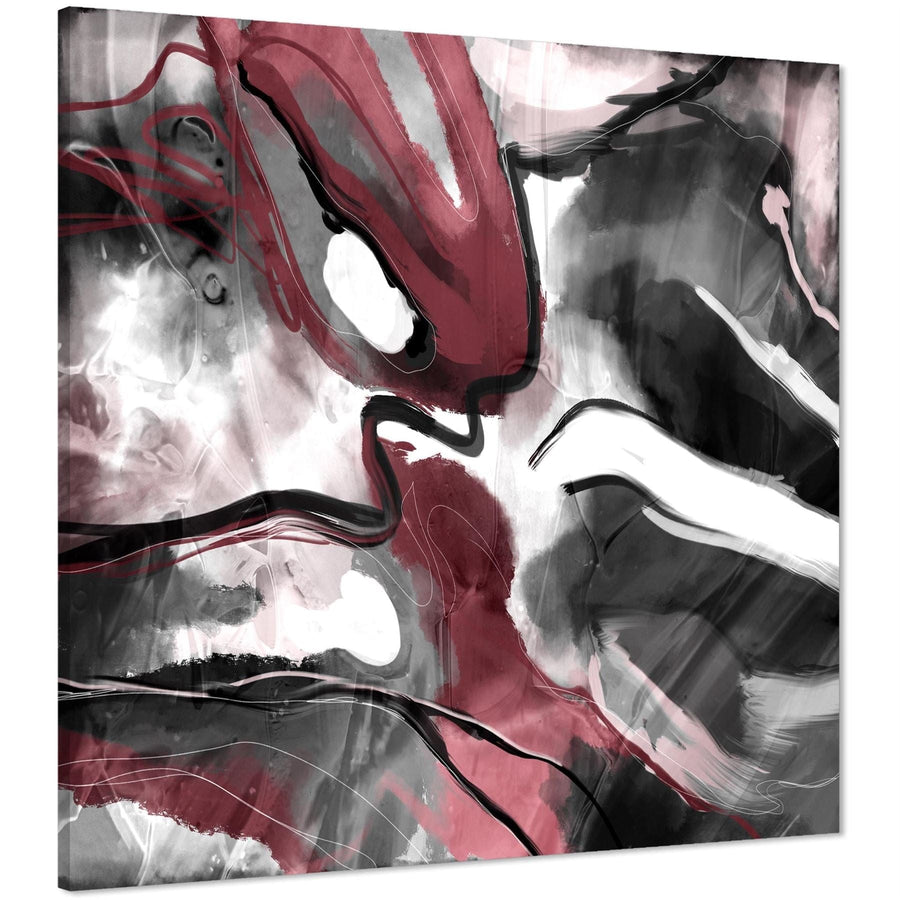 Abstract Red Grey Black Watercolour Canvas Wall Art Print