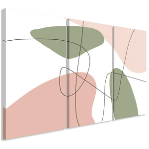 Abstract Blush Pink Green Illustration Canvas Art Pictures