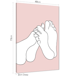 Pink White Figurative Playful Feet Canvas Art Pictures