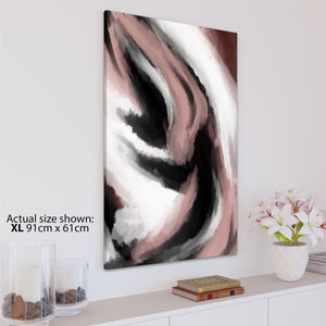 Abstract Black and White Pink Watercolour Brushstrokes Canvas Art Prints
