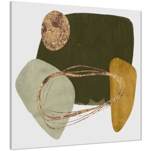 Abstract Sage Green Gold Painting Canvas Wall Art Picture