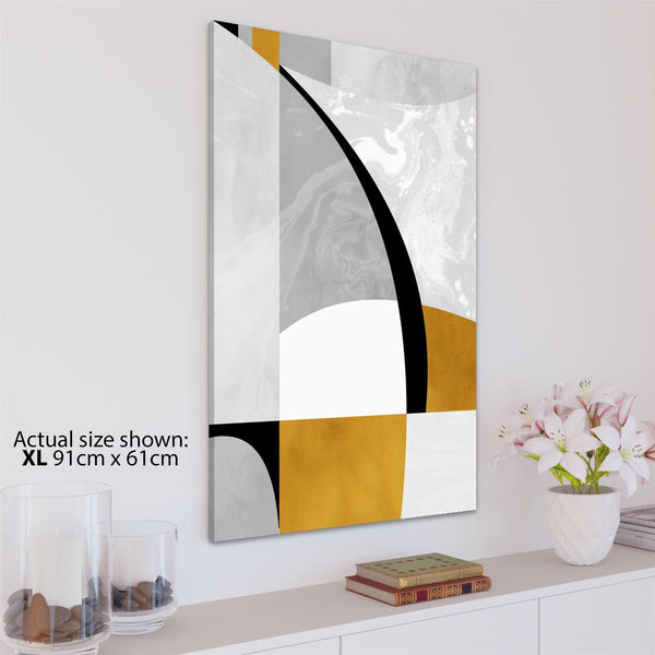 Abstract Mustard Yellow Grey Painting Canvas Art Pictures
