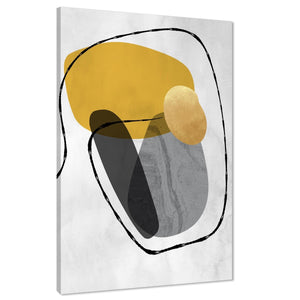 Abstract Mustard Yellow Grey Stones Design Canvas Art Pictures