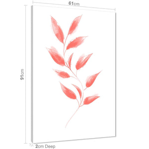 Coral Vine Leaves Line Drawing Floral Canvas Wall Art Print