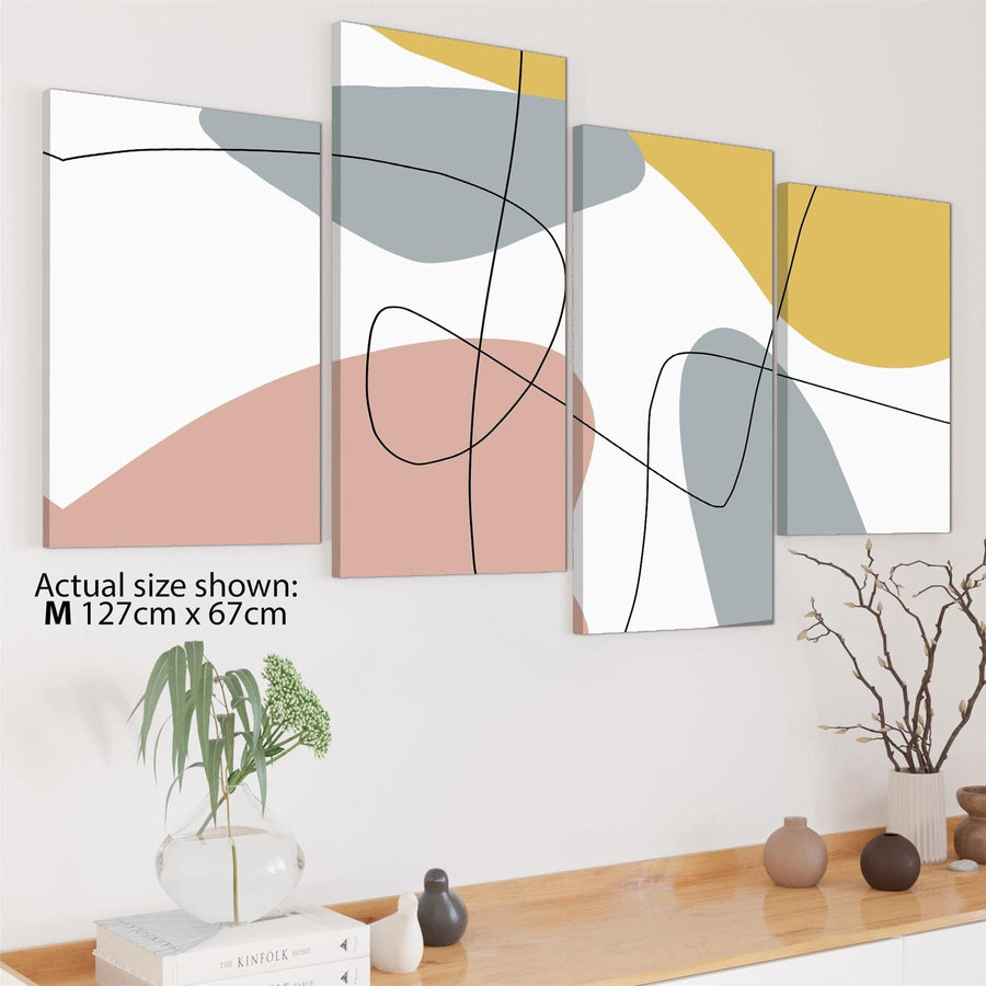 Abstract Pink Yellow Graphic Canvas Art Pictures