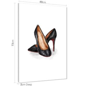 Black and White Brown Fashion Canvas Art Prints High Heel Stiletto Shoes