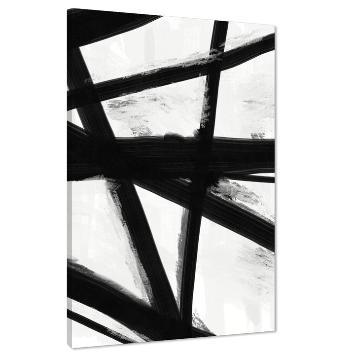 Abstract Black and White Gestural Painting Canvas Art Pictures - 1839