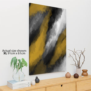 Abstract Mustard Yellow Grey Oil Paint Effect Canvas Art Prints