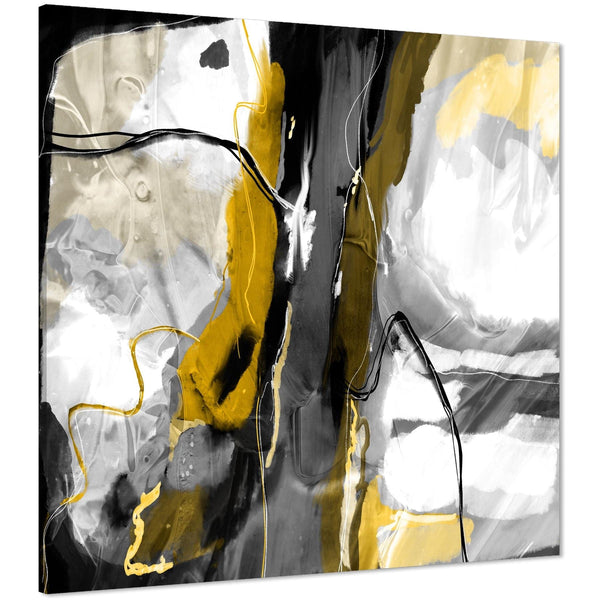 Abstract Mustard Grey Illustration Framed Art Pictures
