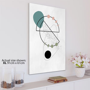 Abstract Teal Pink Circles and Lines Canvas Art Prints