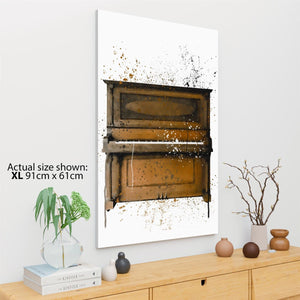 Upright Piano Canvas Wall Art Picture Brown Music Themed