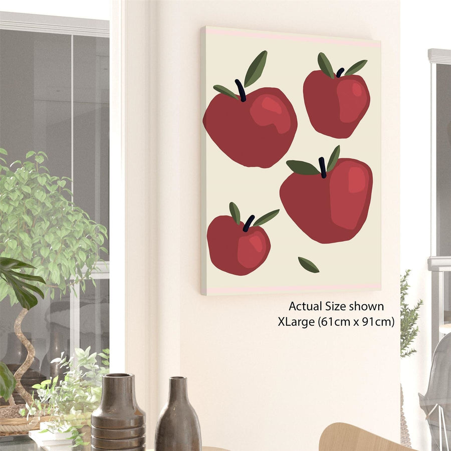 Kitchen Canvas Wall Art Picture Apples Red Cream