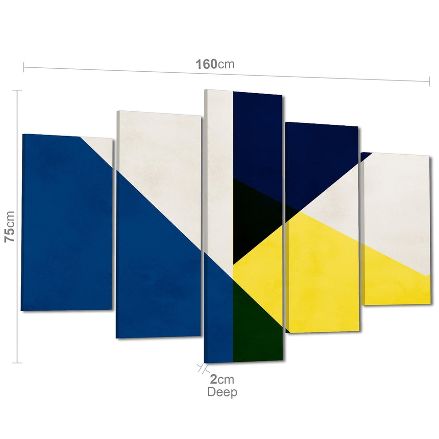 Abstract Yellow Blue Artwork Canvas Art Pictures