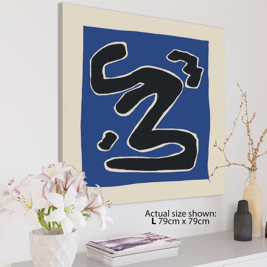 Abstract Blue Cream Expression Painting Canvas Wall Art Print