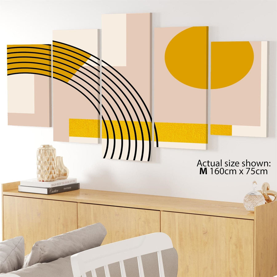 Blush Pink Orange Geometric Design Canvas Wall Art Print