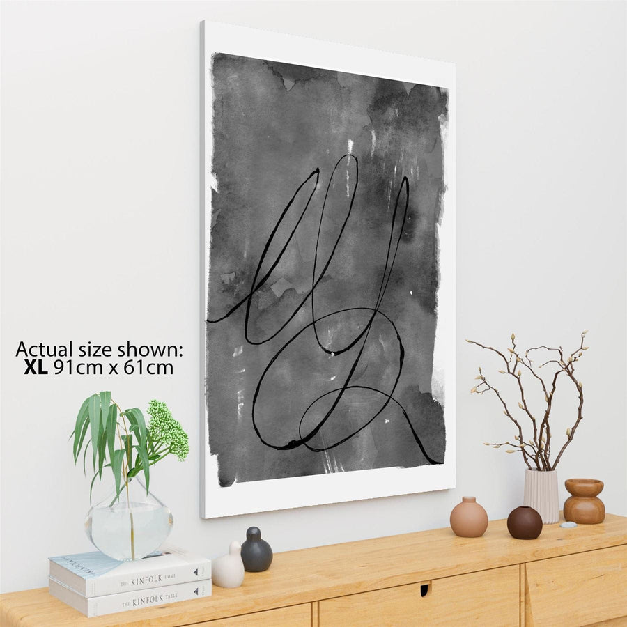 Abstract Grey Black Watercolour Expression Canvas Art Prints