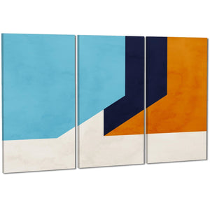 Abstract Blue Orange Triangles Canvas Wall Art Print