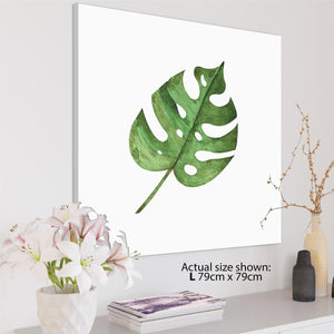 Green Large Leaf Floral Canvas Wall Art Print
