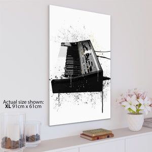 Synthesizer Keyboard Canvas Wall Art Picture Black and White Music Themed