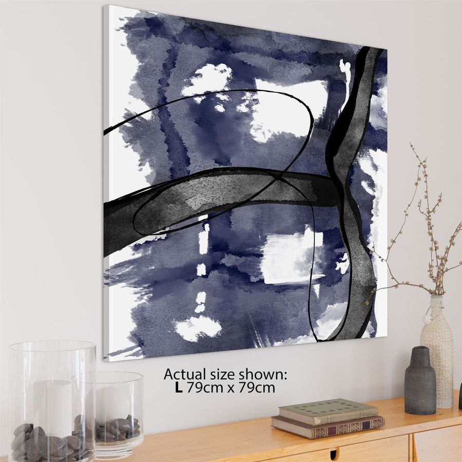 Abstract Blue Black Watercolour Canvas Art Prints