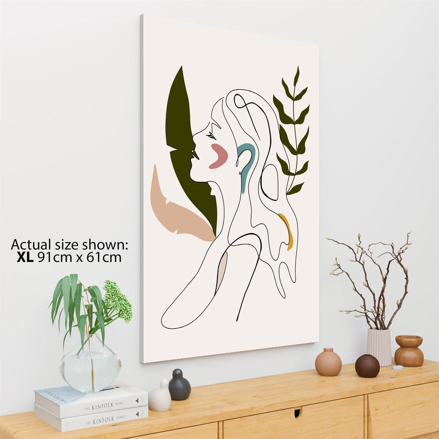 Abstract Multicoloured Female Line Art Canvas Art Pictures