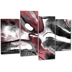 Abstract Red Grey Black Watercolour Canvas Wall Art Print