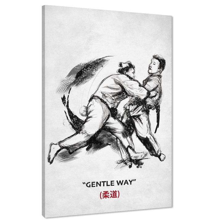 Judo - Gentle Way Canvas Art Pictures Black Grey - 1RP1154M