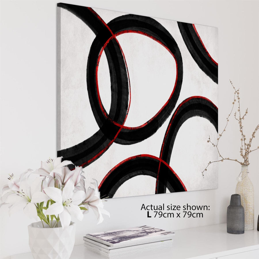 Abstract Black and White Red Illustration Canvas Art Prints