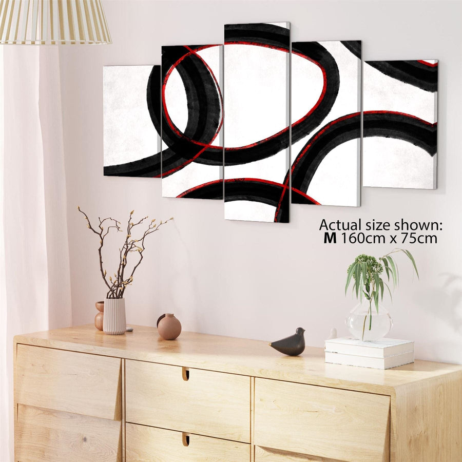 Abstract Black and White Red Illustration Canvas Art Prints