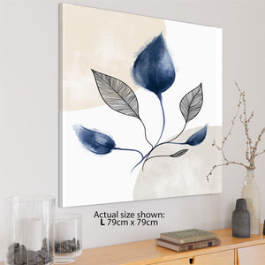 Blue Natural Leaves Floral Canvas Art Prints