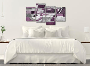 Large Aubergine Grey White Painting Abstract Bedroom Canvas Pictures Decor - 4406 - 130cm Set of Prints