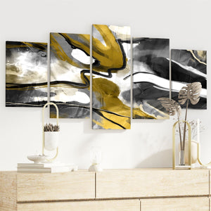 Abstract Black Yellow Illustration Framed Wall Art Picture